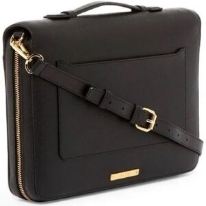 NEW SKITS Providence Black Saffiano Leather Tech Case Laptop Sleeve Portfolio
